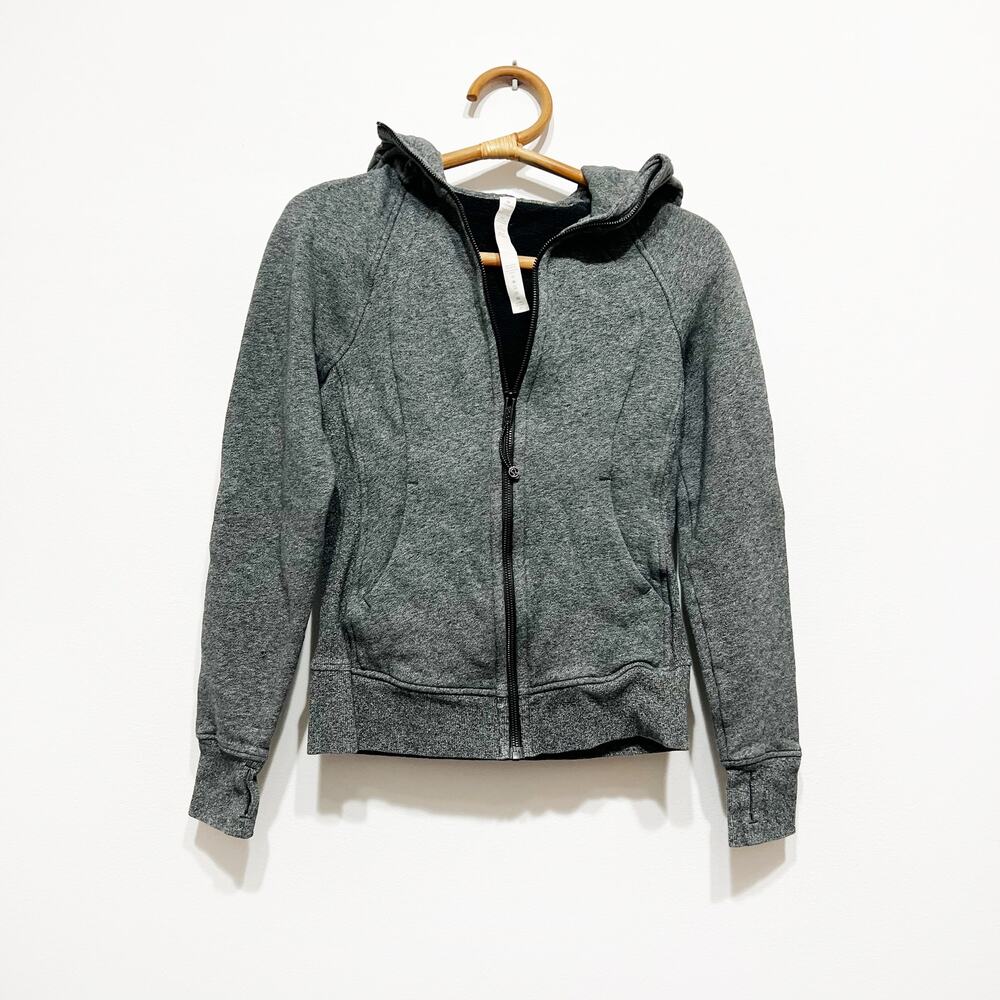 Lululemon Heather Grey Scuba zip up hooded sweater Size 4